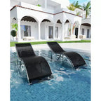 Ergonomic S-Shaped Reclining Patio Chair Set - 2-Piece Adjustable Outdoor Chaise Loungers, Aluminum Frame, Ideal for Pool, Beach, Deck, Backyard