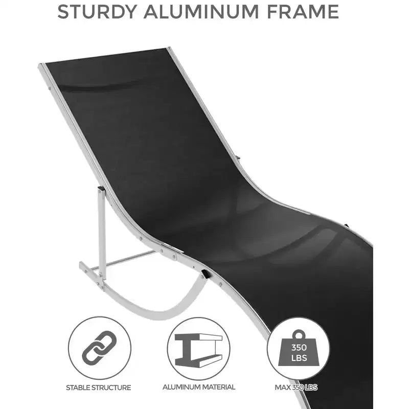 Ergonomic S-Shaped Reclining Patio Chair Set - 2-Piece Adjustable Outdoor Chaise Loungers, Aluminum Frame, Ideal for Pool, Beach, Deck, Backyard