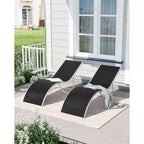 Ergonomic S-Shaped Reclining Patio Chair Set - 2-Piece Adjustable Outdoor Chaise Loungers, Aluminum Frame, Ideal for Pool, Beach, Deck, Backyard