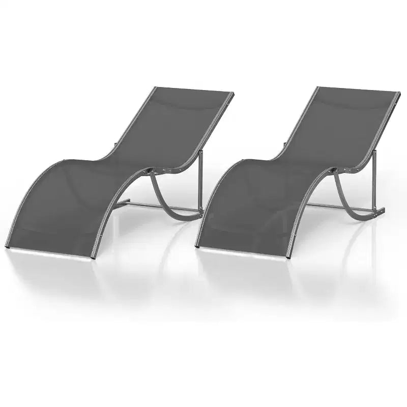 Set di 2 sedie a sdraio ergonomiche a S per esterni - Sdraio regolabili con telaio in alluminio, ideali per piscina, spiaggia, terrazza, giardino