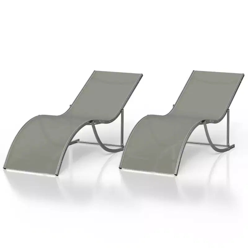 Set di 2 sedie a sdraio ergonomiche a S per esterni - Sdraio regolabili con telaio in alluminio, ideali per piscina, spiaggia, terrazza, giardino