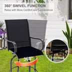 Set of 2 Swivel Outdoor Bar Stools, Bar Height Patio Chairs for Garden, Balcony & Backyard, 300 lbs Capacity