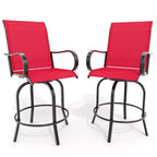 Set of 2 Swivel Outdoor Bar Stools, Bar Height Patio Chairs for Garden, Balcony & Backyard, 300 lbs Capacity