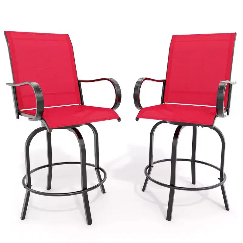 Set of 2 Swivel Outdoor Bar Stools, Bar Height Patio Chairs for Garden, Balcony & Backyard, 300 lbs Capacity