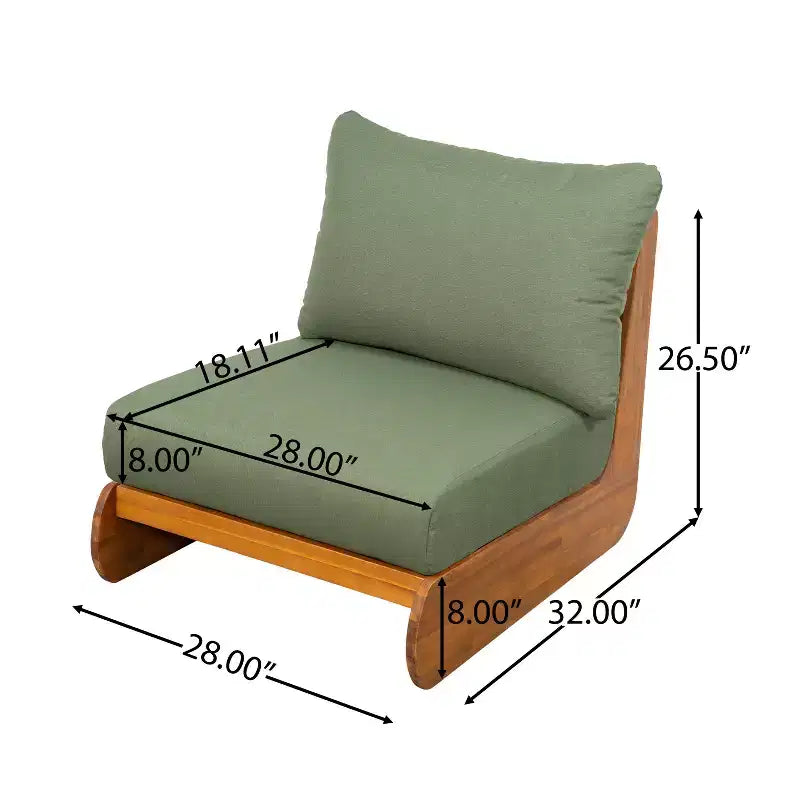 ModernLuxe Outdoor Lounge Chair, Acacia Wood Patio Accent Club Chair with Water-Resistant Cushions