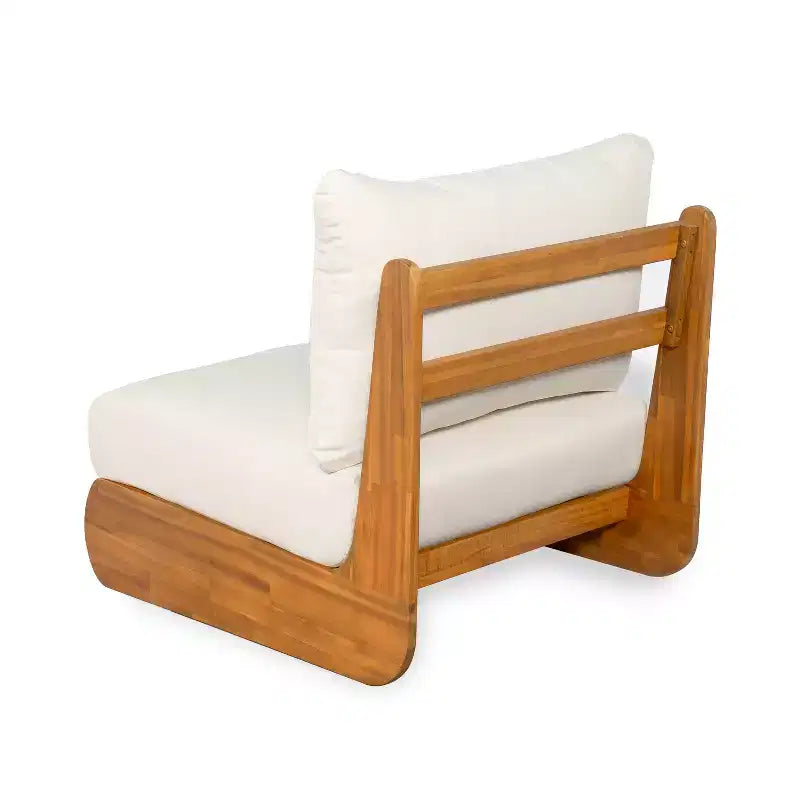 ModernLuxe Outdoor Lounge Chair, Acacia Wood Patio Accent Club Chair with Water-Resistant Cushions