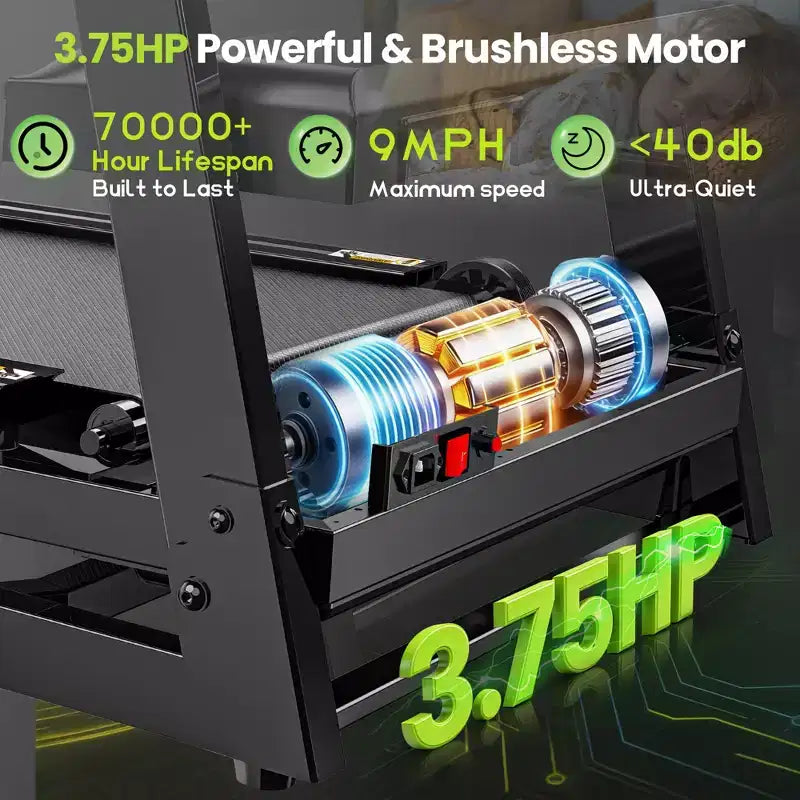 3.75HP Quiet Motor Treadmill with Incline, 330 lb Capacity, LED Display, 105 Programs & Bluetooth Connectivity