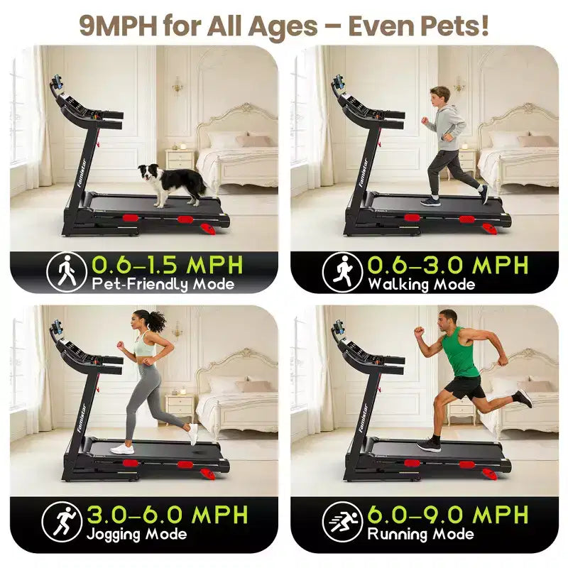 3.75HP Quiet Motor Treadmill with Incline, 330 lb Capacity, LED Display, 105 Programs & Bluetooth Connectivity