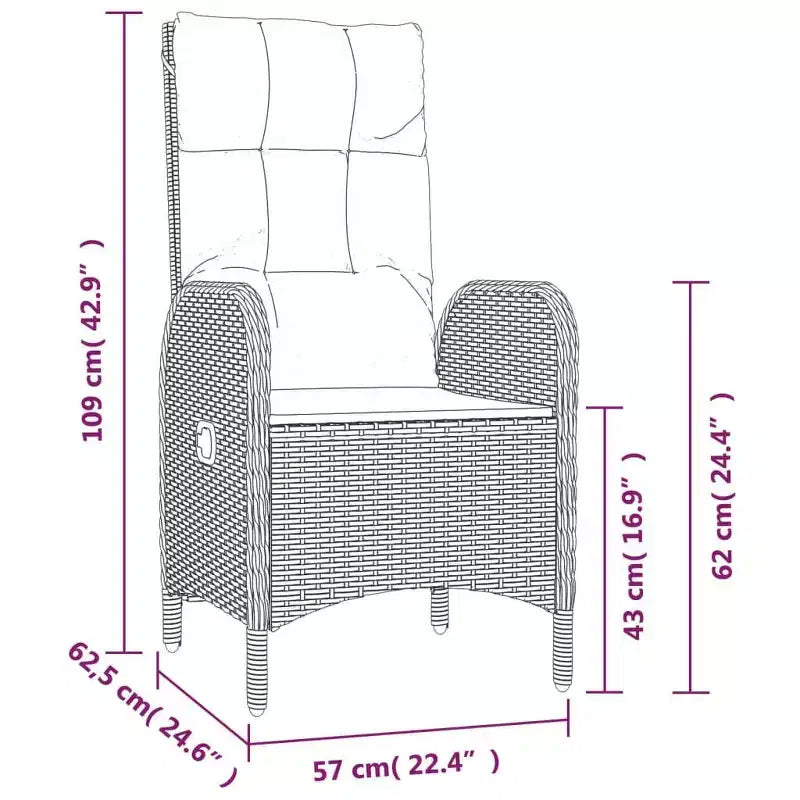 vidaXL Outdoor Chair Poly rattan and steel Ergonomic