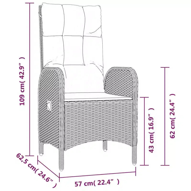 vidaXL Outdoor Chair Poly rattan and steel Ergonomic