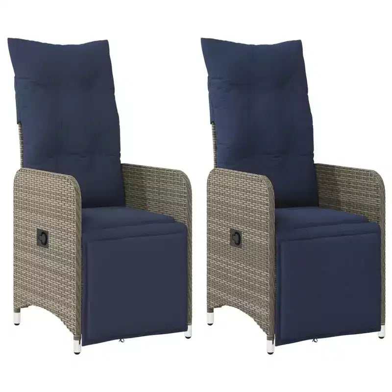 vidaXL Reclining Patio Chair with Cushions Poly Rattan