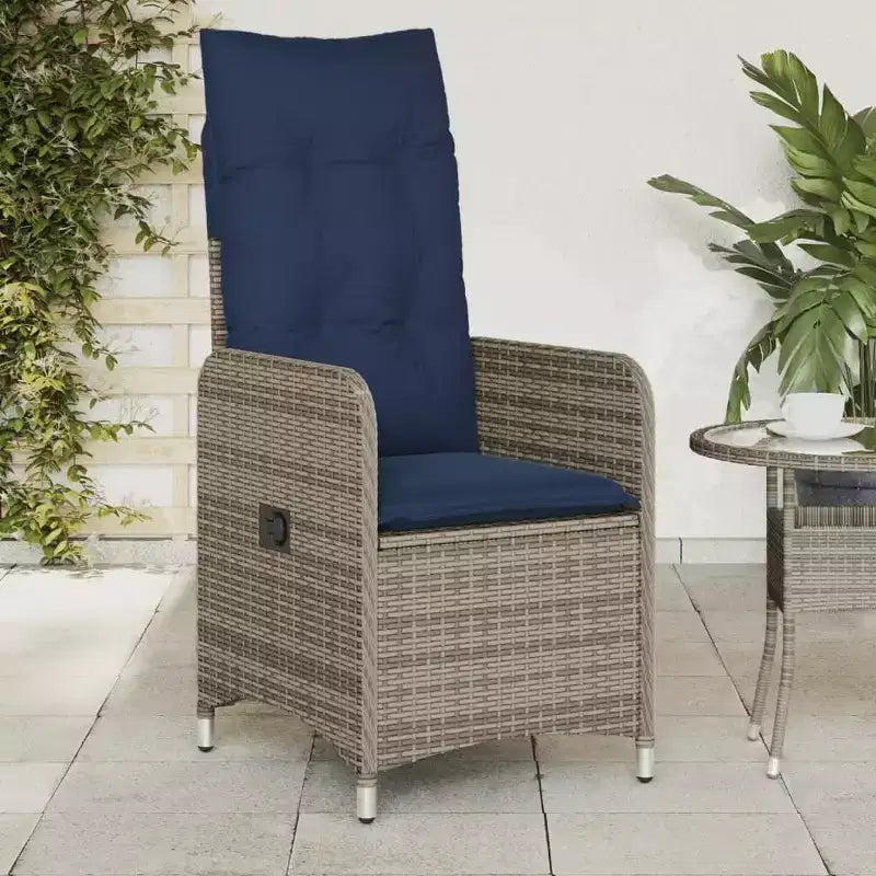 vidaXL Sedia Reclinabile da Giardino con Cuscini in Poly Rattan