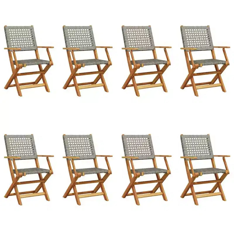 vidaXL Garden Chair Set of 6 Solid acacia wood, PE rattan Standard
