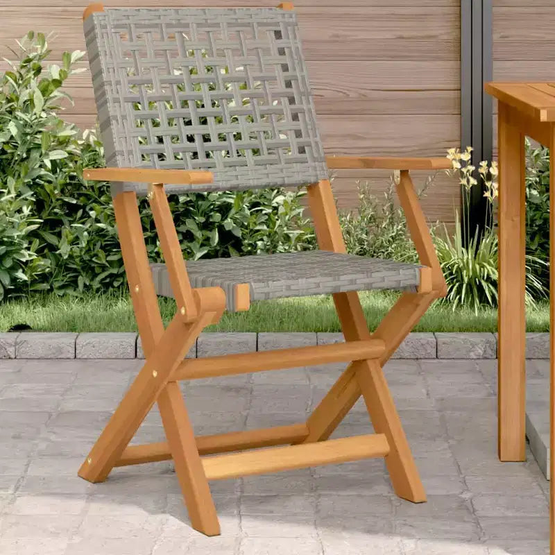 vidaXL Set 6 Sedie da Giardino in Legno Massello di Acacia e Rattan PE Standard