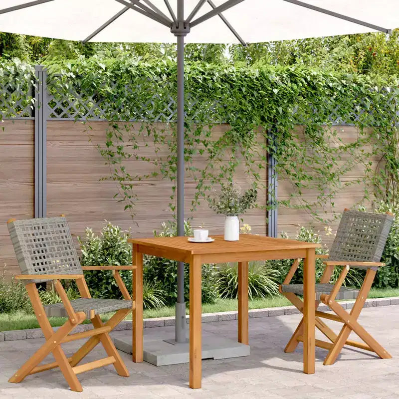 vidaXL Set 6 Sedie da Giardino in Legno Massello di Acacia e Rattan PE Standard