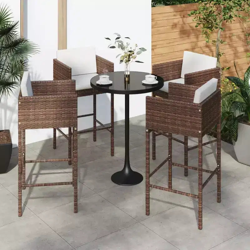 vidaXL Set di 4 Sgabelli da Bar in Polyrattan, Acciaio Verniciato a Polvere