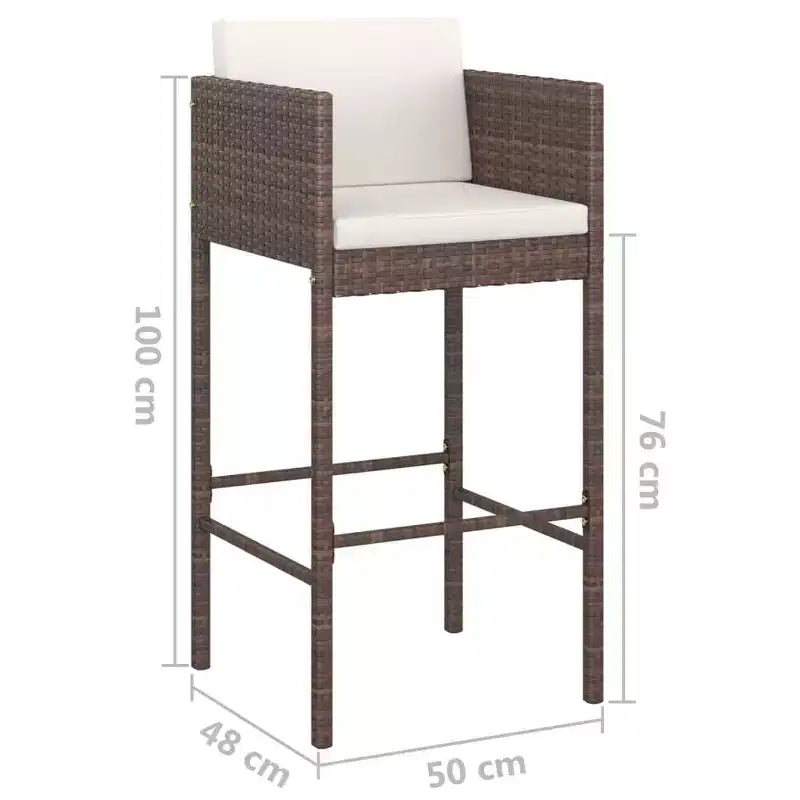 vidaXL Set di 4 Sgabelli da Bar in Polyrattan, Acciaio Verniciato a Polvere