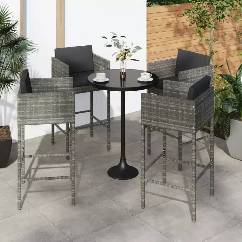 vidaXL Set di 4 Sgabelli da Bar in Polyrattan, Acciaio Verniciato a Polvere