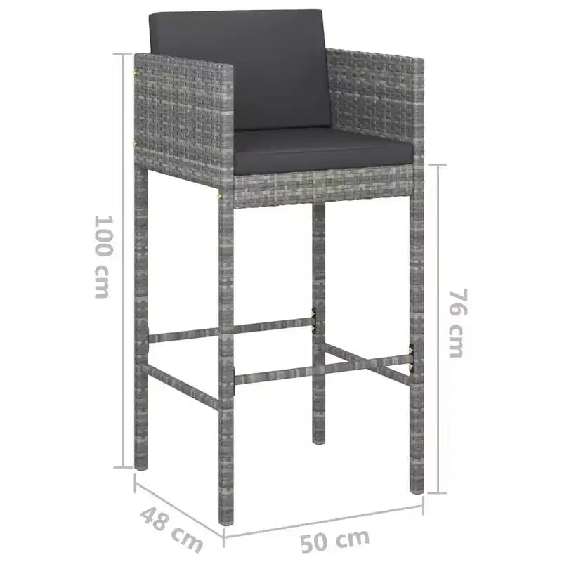 vidaXL Set di 4 Sgabelli da Bar in Polyrattan, Acciaio Verniciato a Polvere