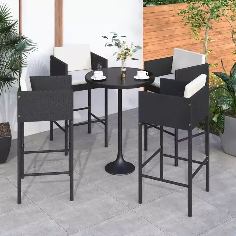 vidaXL Set di 4 Sgabelli da Bar in Polyrattan, Acciaio Verniciato a Polvere