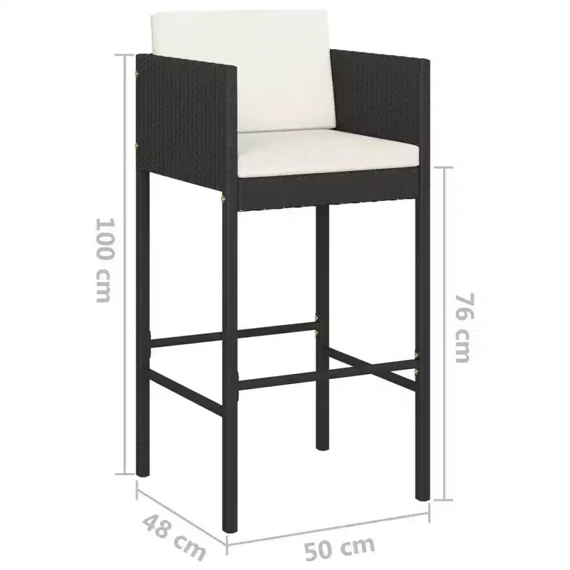 vidaXL Set di 4 Sgabelli da Bar in Polyrattan, Acciaio Verniciato a Polvere