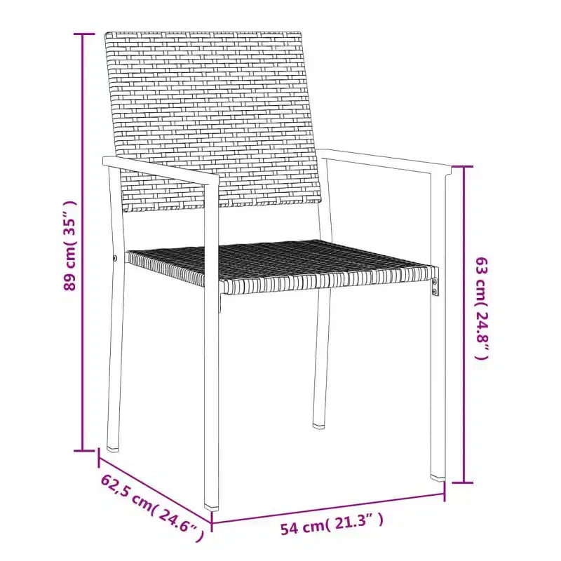vidaXL Set di 6 Sedie da Giardino in Rattan PE, Acciaio Verniciato a Polvere Medio