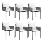 vidaXL Garden Chair Set of 6 Poly Rattan, Powder-Coated Steel