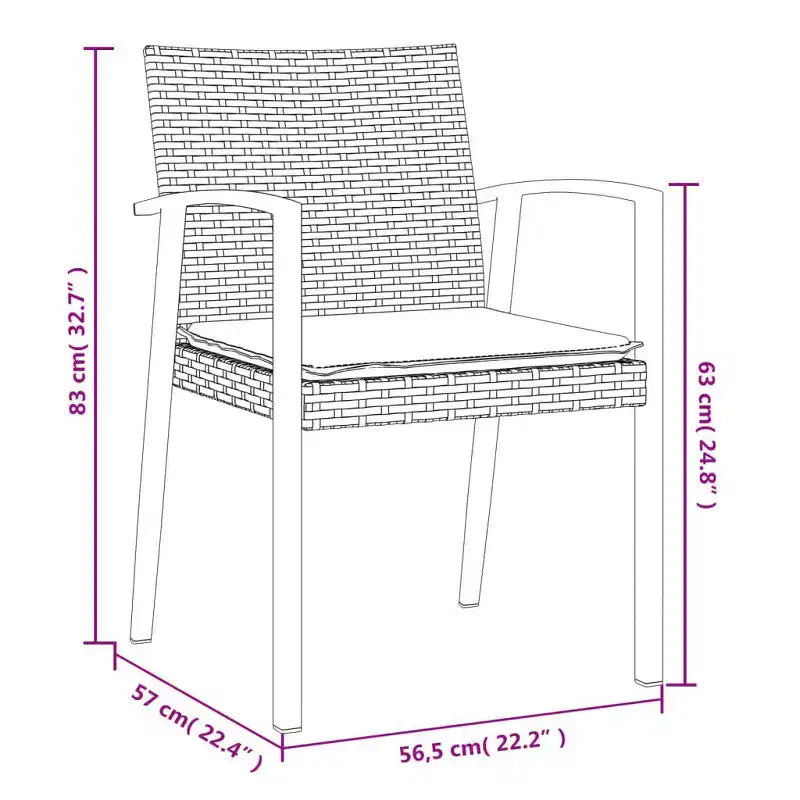 vidaXL Garden Chair Set of 6 Poly Rattan, Steel Medium Durable