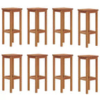 vidaXL Bar Stool Set of 8 Natural wood color Solid Acacia wood Standard