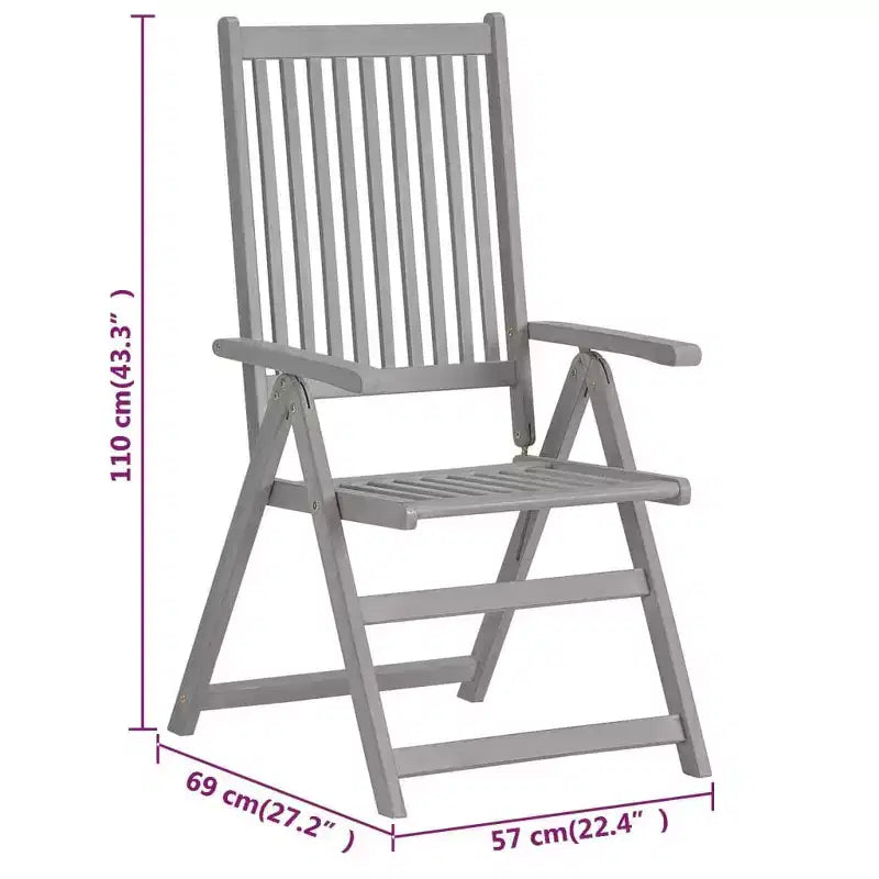 vidaXL Garden Chair Set of 6 Solid Acacia Wood Standard Foldable