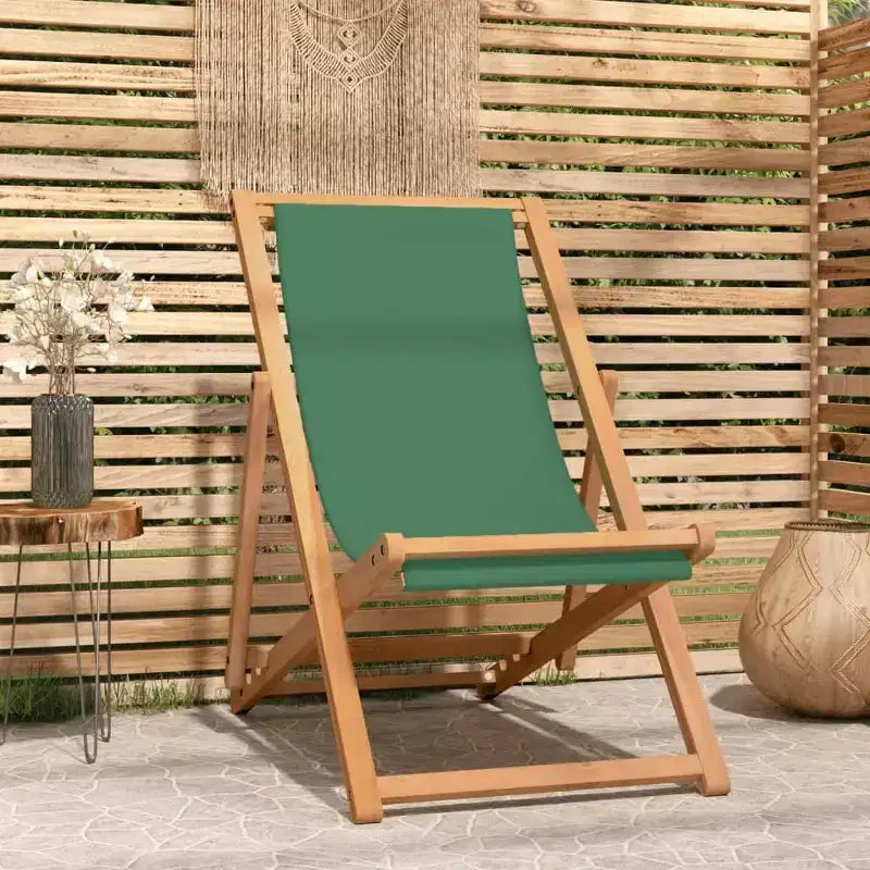 vidaXL Sedia da spiaggia in legno massello di teak, tessuto, pieghevole