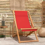 vidaXL Sedia da spiaggia in legno massello di teak, tessuto, pieghevole