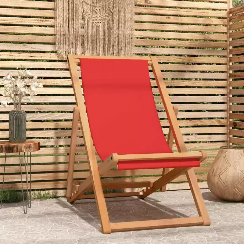 vidaXL Sedia da spiaggia in legno massello di teak, tessuto, pieghevole