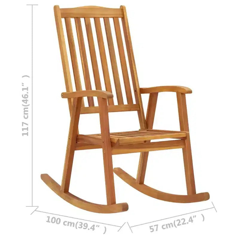 vidaXL Sedia a dondolo in legno Legno naturale Legno massello di acacia Standard
