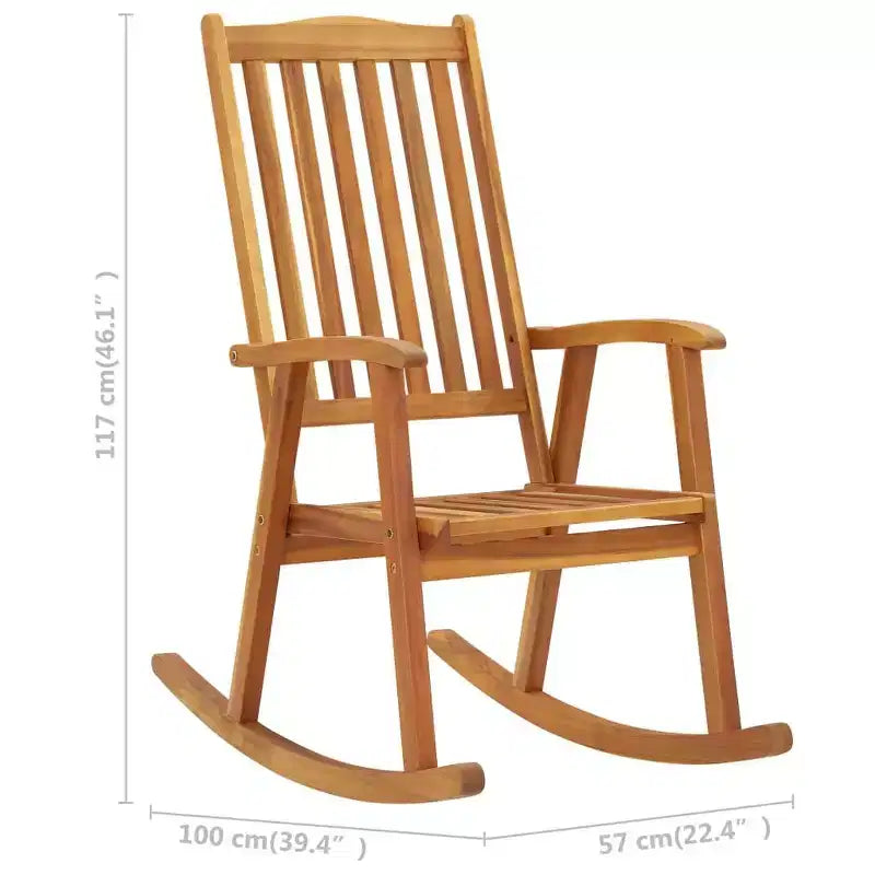 vidaXL Sedia a dondolo in legno Legno naturale Legno massello di acacia Standard