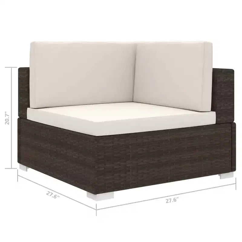 vidaXL Sectional Corner Chair with Cushions Poly Rattan