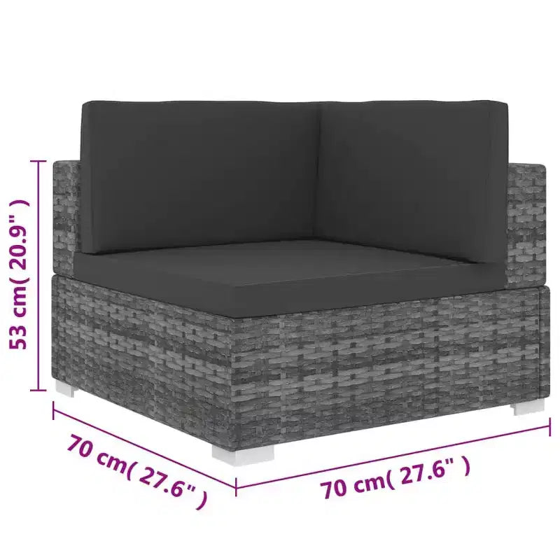 vidaXL Sectional Corner Chair with Cushions Poly Rattan