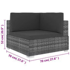vidaXL Sectional Corner Chair with Cushions Poly Rattan