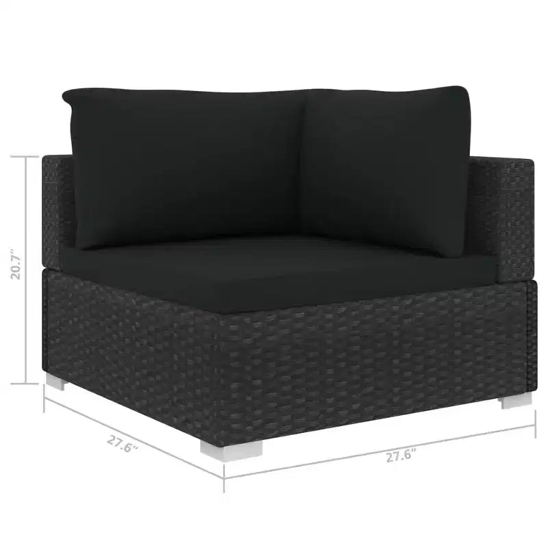 vidaXL Sectional Corner Chair with Cushions Poly Rattan