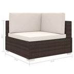 vidaXL Sectional Corner Chair with Cushions Poly Rattan