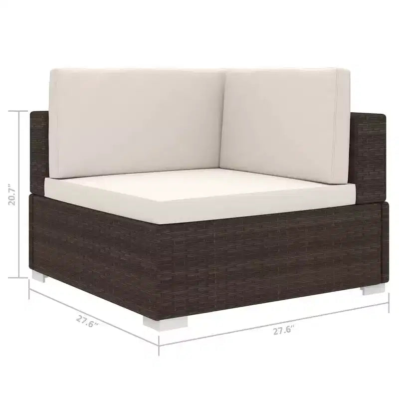 vidaXL Sectional Corner Chair with Cushions Poly Rattan