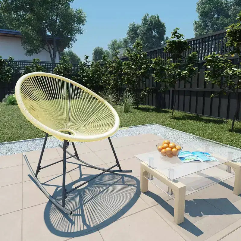 vidaXL Sedia a dondolo Rattan PE, acciaio verniciato a polvere