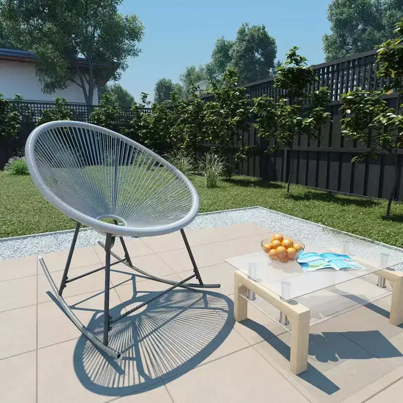 vidaXL Sedia a dondolo Rattan PE, acciaio verniciato a polvere