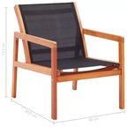 vidaXL Sedia da giardino, Legno massello di eucalipto naturale, Textilene