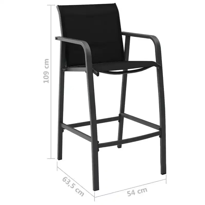 vidaXL Set di 4 Sedie da Bar da Giardino in Textilene e Acciaio Standard