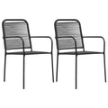 vidaXL Outdoor Chair Set of 2 Black Cotton rope, Powder-coated steel