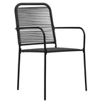 vidaXL Outdoor Chair Set of 2 Black Cotton rope, Powder-coated steel