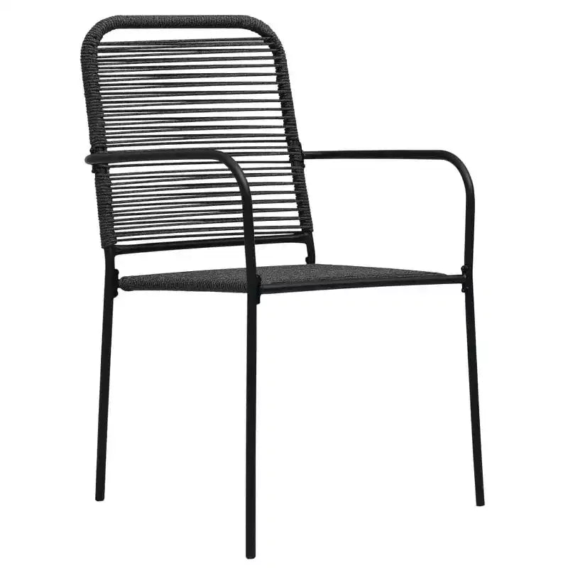 vidaXL Outdoor Chair Set of 2 Black Cotton rope, Powder-coated steel