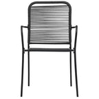 vidaXL Outdoor Chair Set of 2 Black Cotton rope, Powder-coated steel