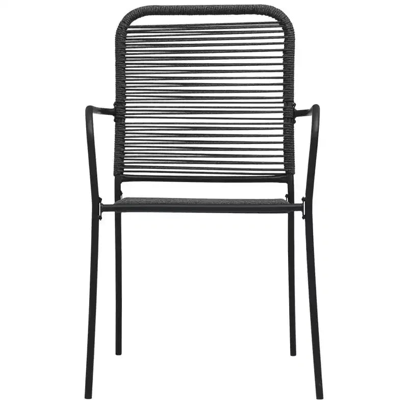 vidaXL Outdoor Chair Set of 2 Black Cotton rope, Powder-coated steel